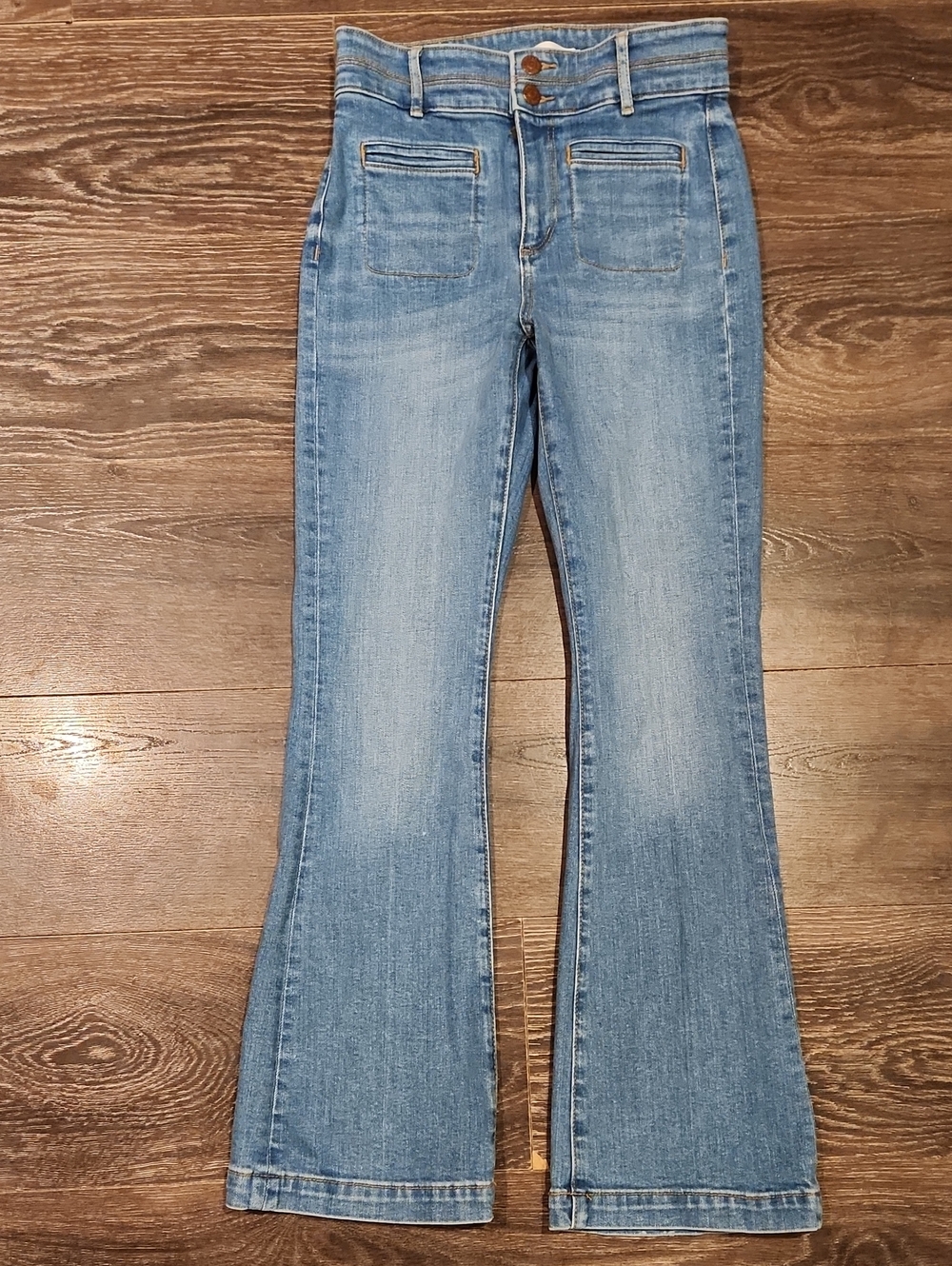 ❤️ NWOT! LOFT HIGH RISE SLIM FLARE JEANS, PATCH POCKETS, 0P (25 PETITE) - Picture 2 of 9